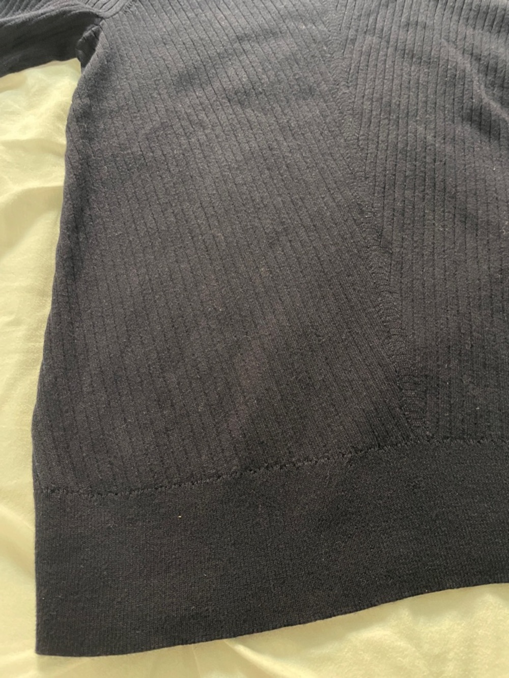 Talbots Navy Short-Sleeve Ribbed Crewneck Sweater - Picture 2 of 6